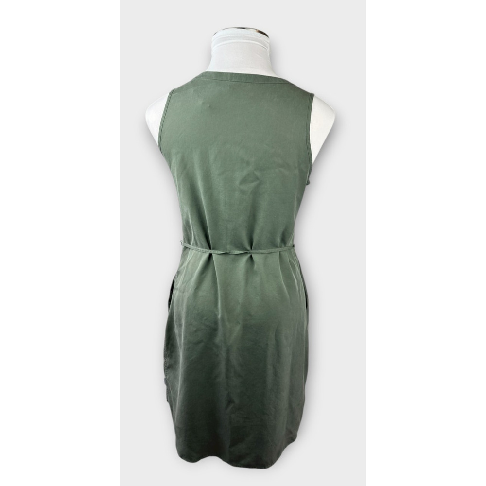 NWT Eddie Bauer Lightweight Tencel Dress Button Tie Belt Sleeveless Green Sz 12 - Picture 13 of 15